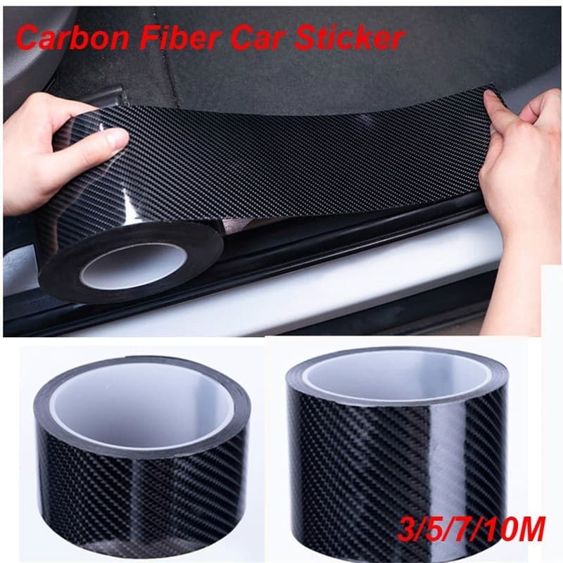 Adesivo De Fibra De Carbono Para Soleira De Porta De Carro , 3/5/7/10cm , Tira De Moldagem À Prova De Arranhões , Protet