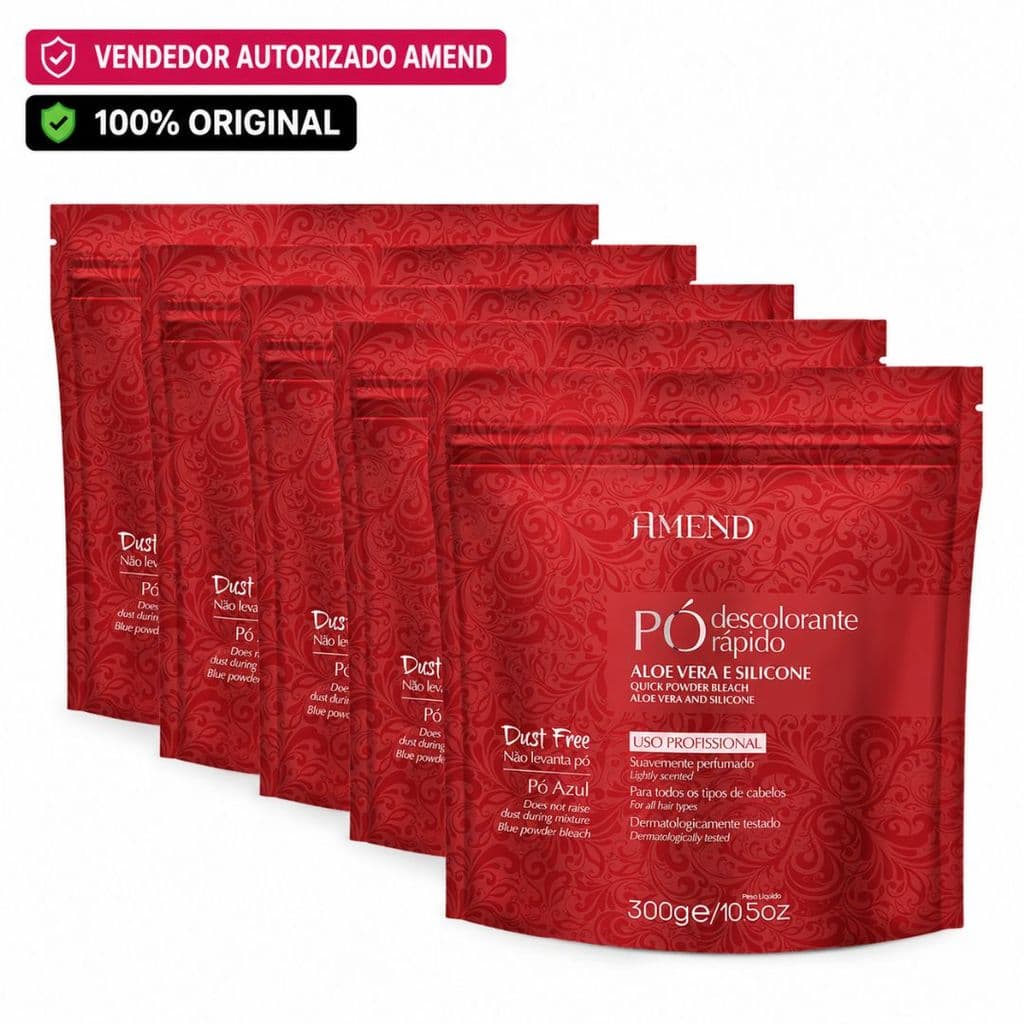 Kit com 5 Potes de Pó Descolorante Rápido Amend Aloe Vera e Silicone 300g