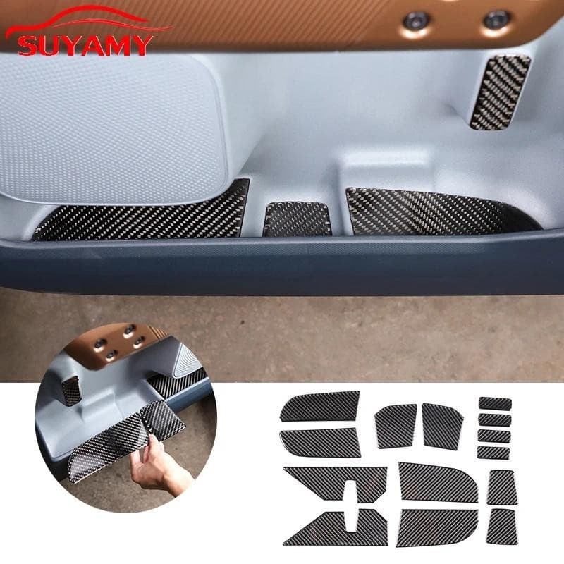 Suporte De Copo De Porta De Carro De Fibra De Carbono Macio Slot-Copos De Água Guarnição Adesivo Para 2022 Ford Maverick