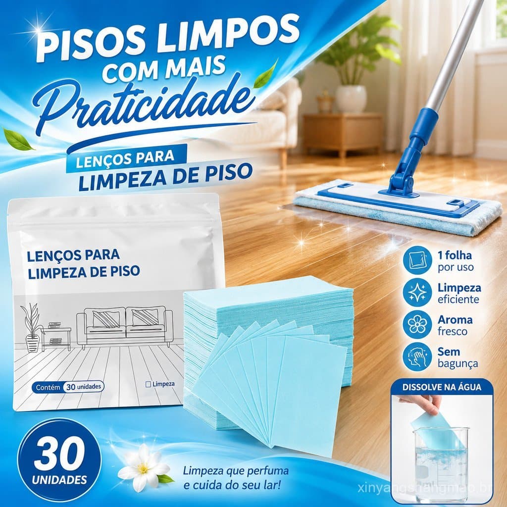 30 Pastilhas de Limpeza para Piso Multiuso Solúveis Madeira Azulejo Vidro e Laminado