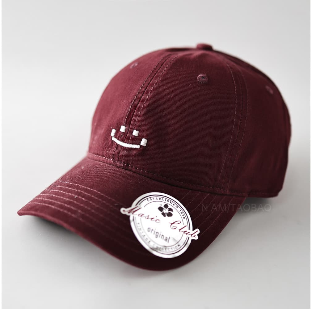 Chapéu masculino feminino mesmo estilo simples Smiley Face bordado macio topo cor sólida boné de beisebol Casual All-Mat