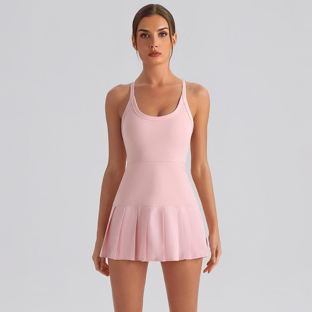 SHAMZU Nova Saia De Tênis De Yoga Feminina Com Decote Em U Alça Cruzada Alta Estiramento Vestido Esportivo Anti Brilho C