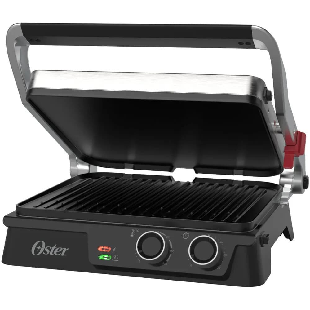 Grill Elétrico com Timer 2 em 1 Oster com Chapas Destacáveis