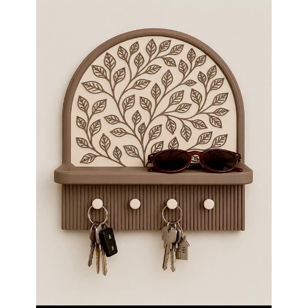 Porta Chaves de Parede Floral em PLA com Prateleira | Organizador Decorativo