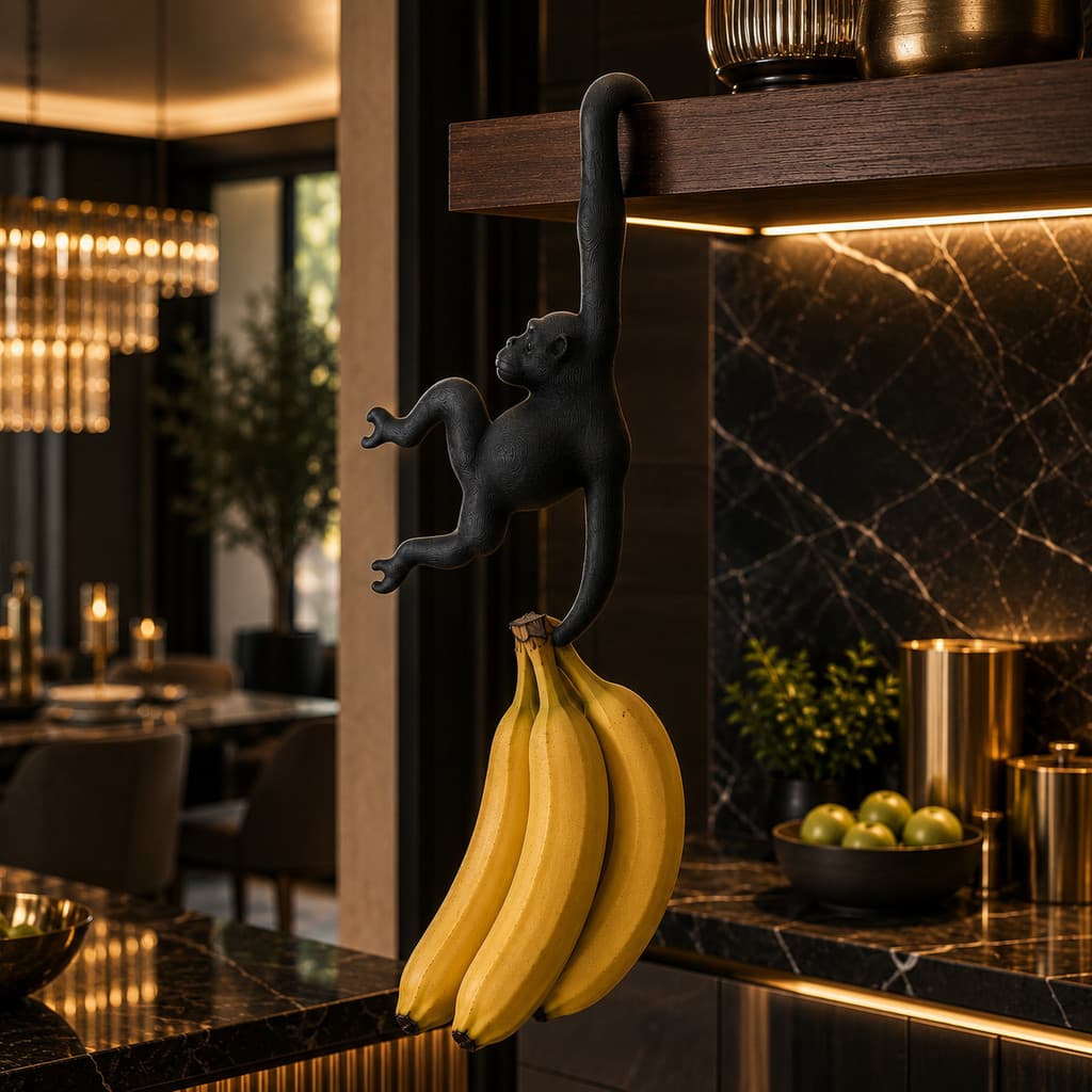 Suporte para Banana Macaco Articulado Decorativo Organizador de Frutas Cozinha