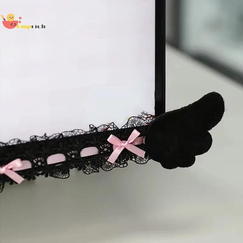EMCH > Tira De Decoração De Monitor De Computador Stiers Fashion Bla Bow Lace Wings Design Fácil De Colar Para Estética