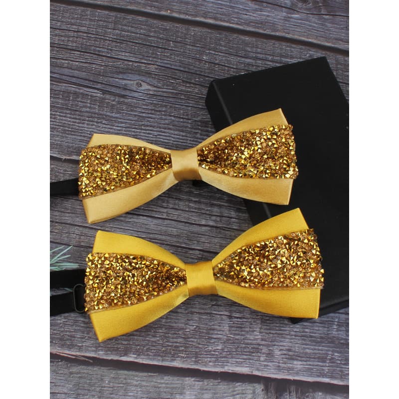 Gravata borboleta dourada champanhe amarelo Flash diamante, roupa Formal masculina, casamento, noivo, padrinhos, anfitri