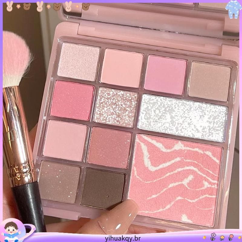 Primeiro amor rosa doce chá sombra leite chá terra marrom fosco suave alto brilho Blush Pseudo-Face estilo coreano barat