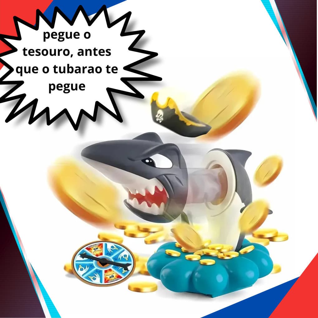 Jogo Pega Tesouro Tubarão Pirata Brinquedo Pega Moedas
