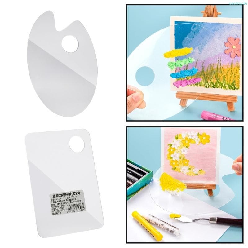 Cucrya Paleta De Pintura Acrílica Transparente Quadrada Oval Arte Bandeja De Pigmento Para Mistura De Tinta A Óleo Fácil