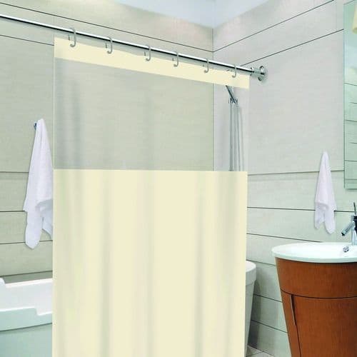 Cortina De Box Banheiro Com Ganhos E Visor Transparente Bege 138x198cm Casa Apartamentos Hotéis e Pousadas Oferta
