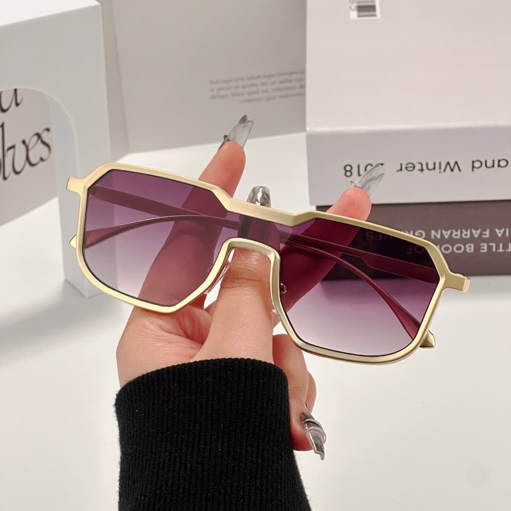 Estilo europeu americano de uma peça Cross-Border grande quadro óculos de sol rua tiro influenciador Popular na moda leg