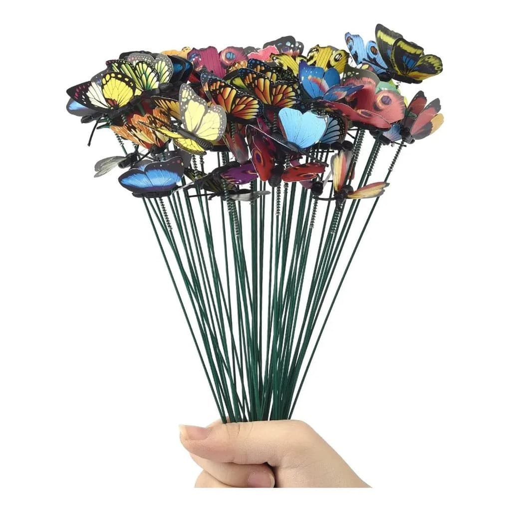 Borboleta 3D Decorativa com Haste para Jardim Vasos e Arranjos – Kits  06,12, 24, 36 e 50 Unidades R18