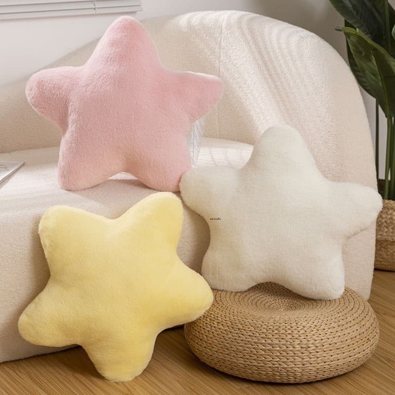 Almofada De Sofá Nordic Star – Pelúcia Super Macia Para Meninas Com Decoração De Estrela De Cinco Pontas