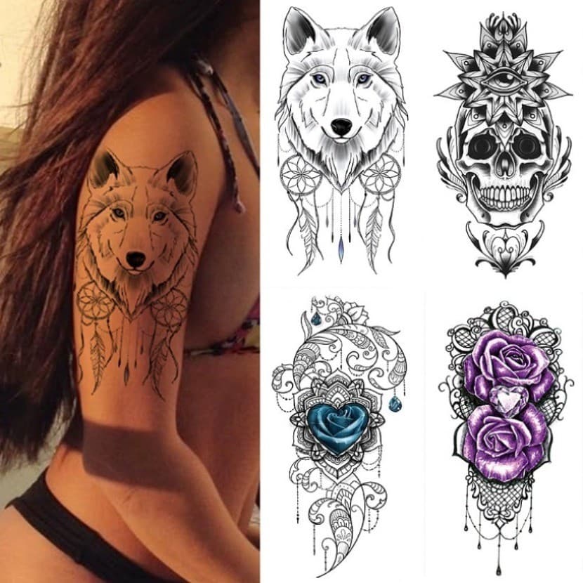 1 Folha De Tatuagem Temporária À Prova D'água , Adesivo Foxr , Caveira , Tatuagens Flash , Corpo , Manga Falsa , Bem Aba