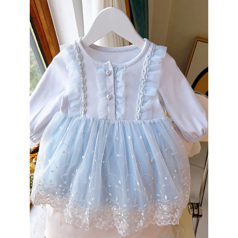 Roupas de bebê primavera outono vestido bebê recém-nascido mês cheio cem dias banquete renda vestido de princesa um ano