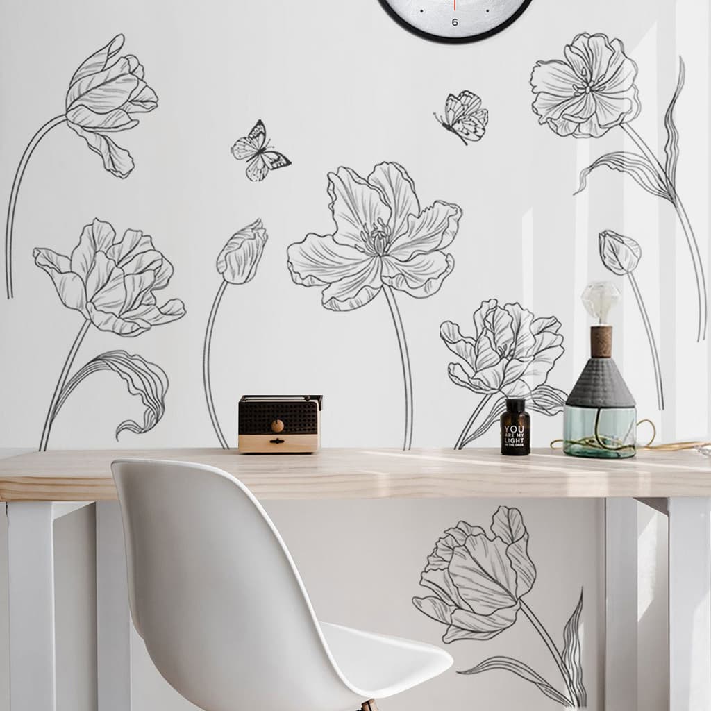 Adesivos de parede flor borboleta sala estar quarto fundo parede decoração para casa adesivos de parede