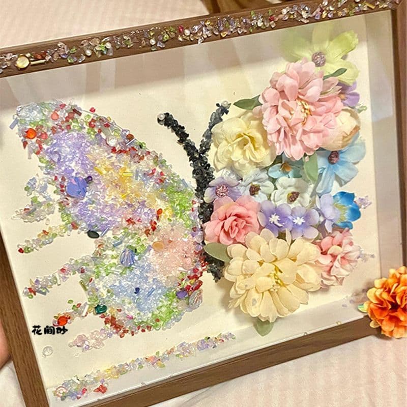 Criativo preservado diamante borboleta moldura ornamentos diy pacote de Material artesanal presentes de aniversário para