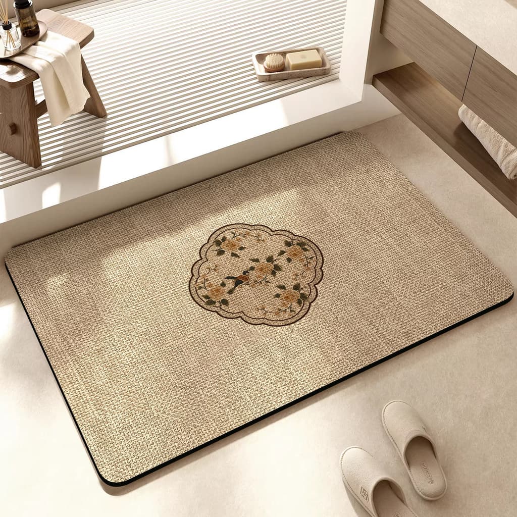 Tapete absorvente de terra diatomácea para entrada de banheiro em estilo chinês moderno, tapete antiderrapante de estilo