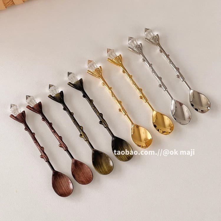 Ins colher de café requintada, chá da tarde, bolo, sobremesa, colher doméstica, retrô, diamante, colher pequena, colher