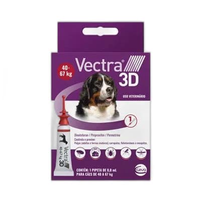Antipulgas e Carrapatos Vectra 3D Cão de 40kg a 67kg - 1 pipeta 8ml