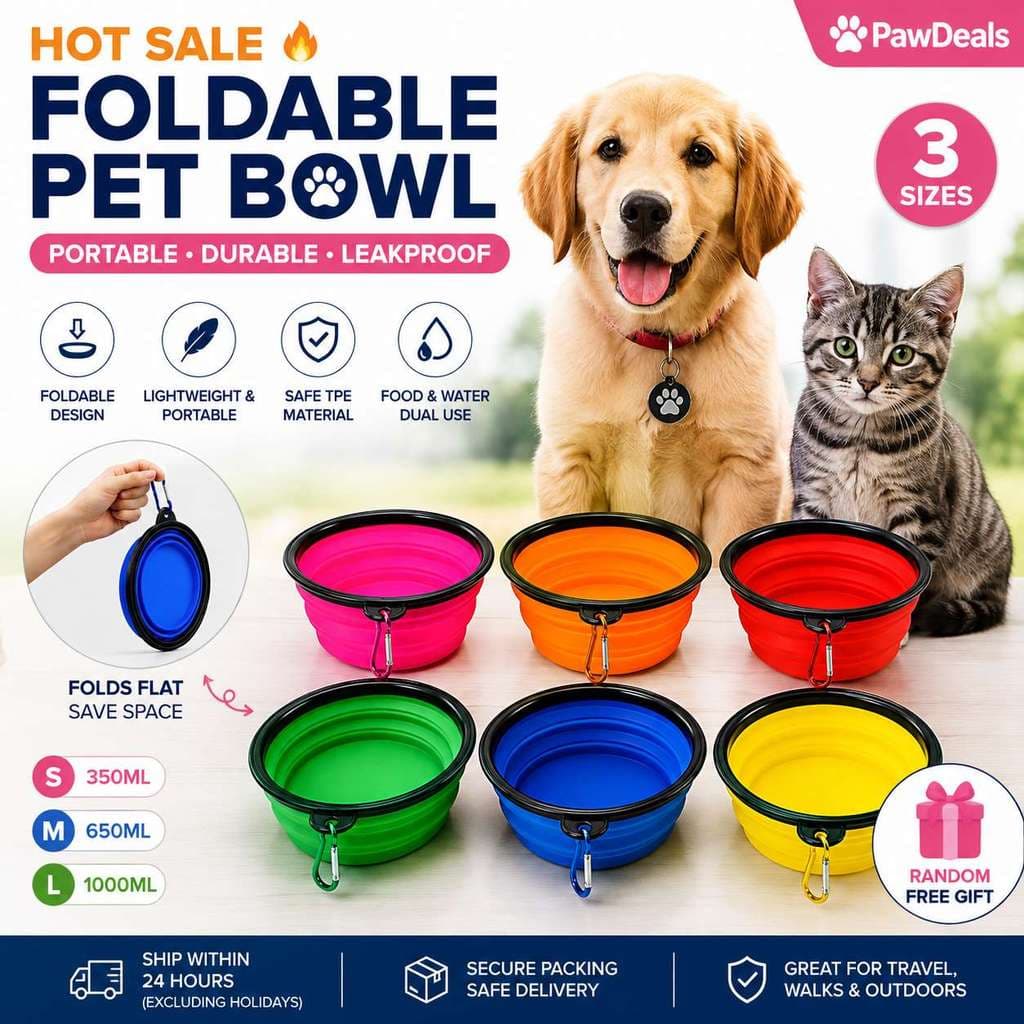 Tigela Dobrável Para Cães E Gatos , Portátil , Silicone , Animais De Estimação , Comida , Água , Viagem , Alimentação Ao