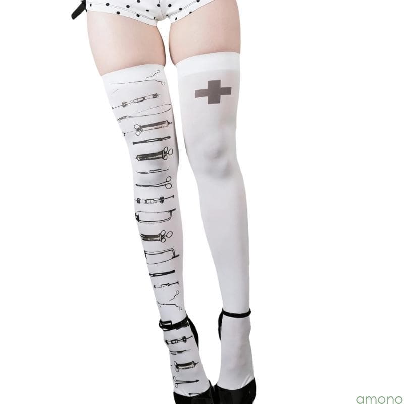 Amon Fashion Meias Acima Do Joelho Estampa Gótica Adequadas Para Cosplay E Uso Diário