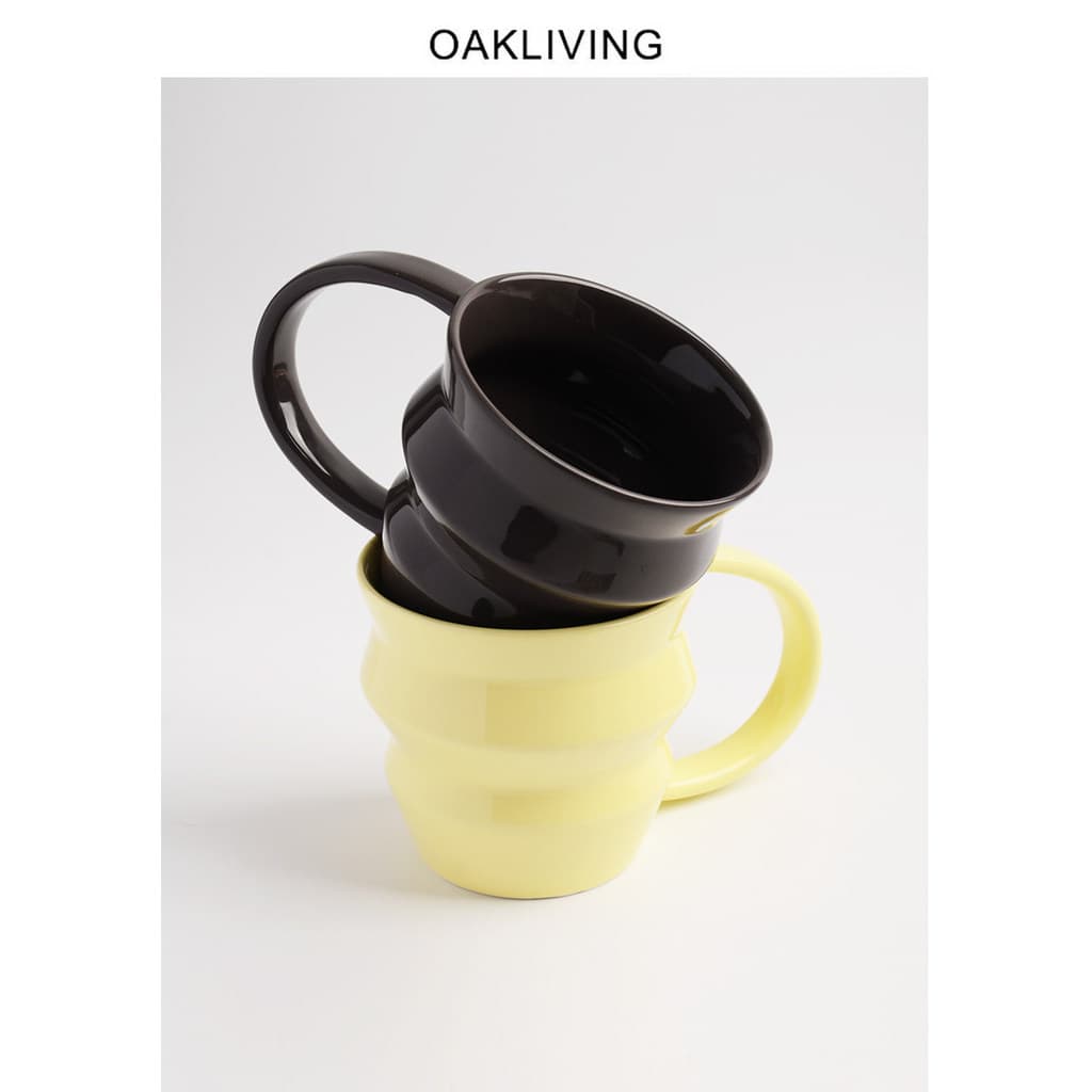 Oakliving caneca de cerâmica casal par copo conjunto três oito seções presente aniversário café da manhã xícara de café