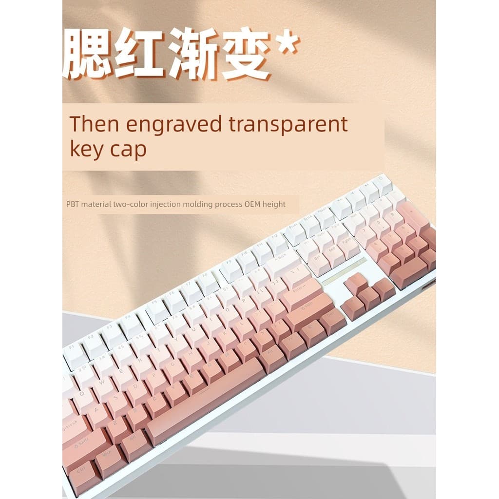 Gradiente translúcido keycap Blush teclado mecânico PBT keycap OEM Rouge simples gradiente keycap pequeno conjunto compl