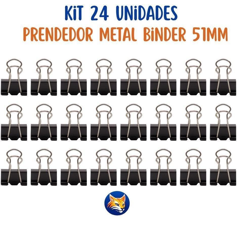 Kit 24 Prendedores Metal Binder Preto 51Mm Jocar Office