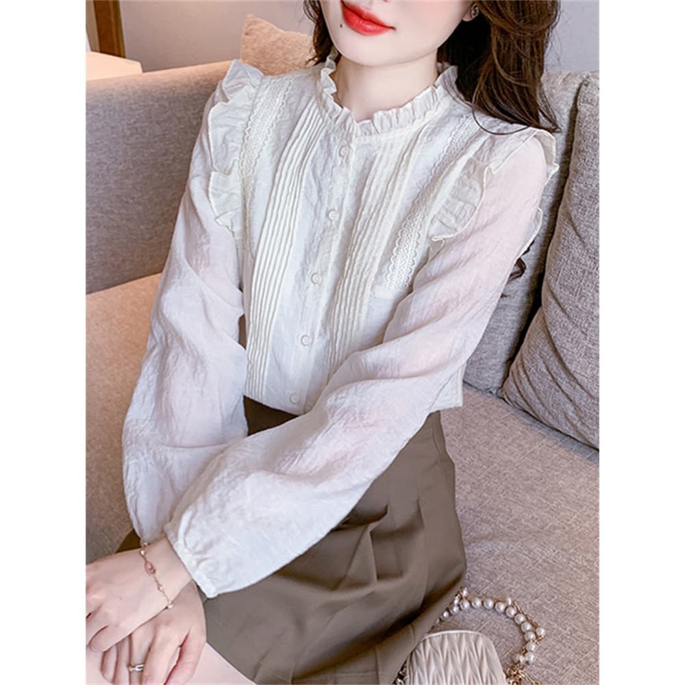 Moda camisa branca feminina início da primavera outono 2026 outono inverno novo estilo profissional All-Match mais magro