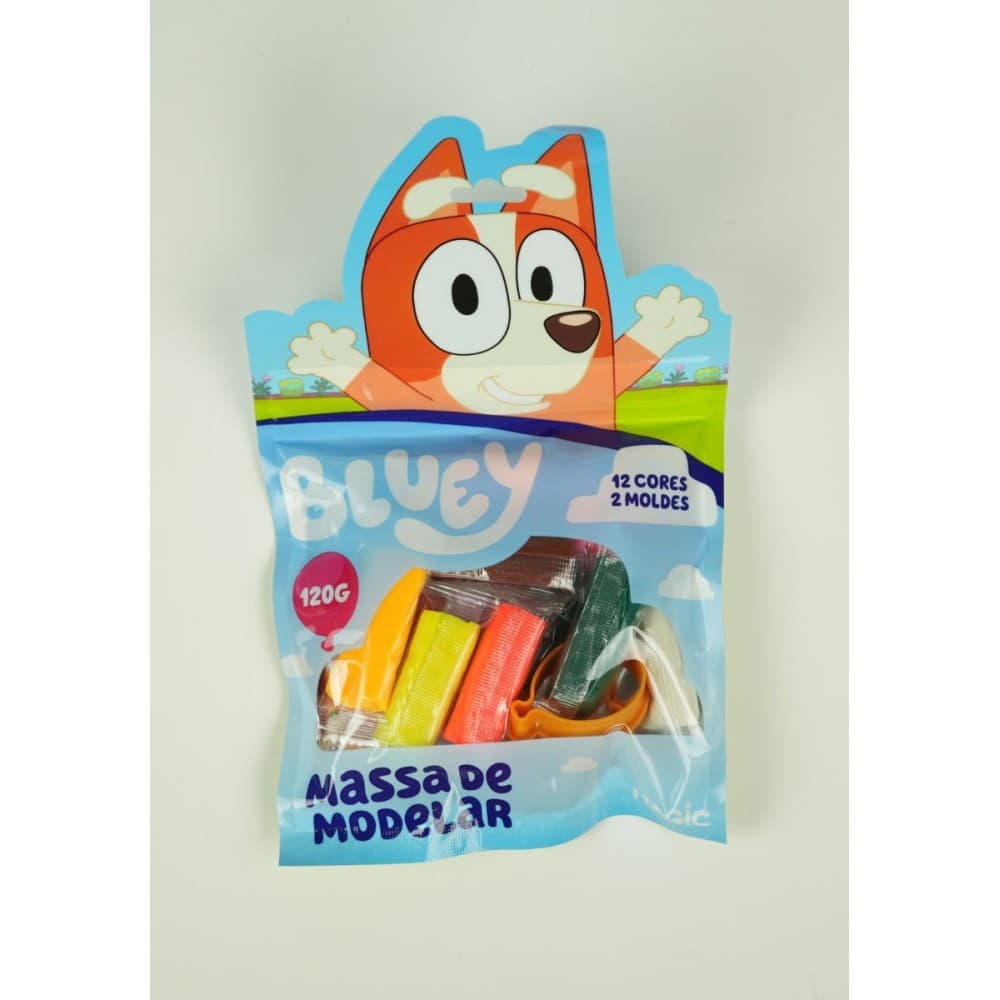 Bluey e Bingo - Massa de Modelar 120g com 12 Cores e 2 Molde