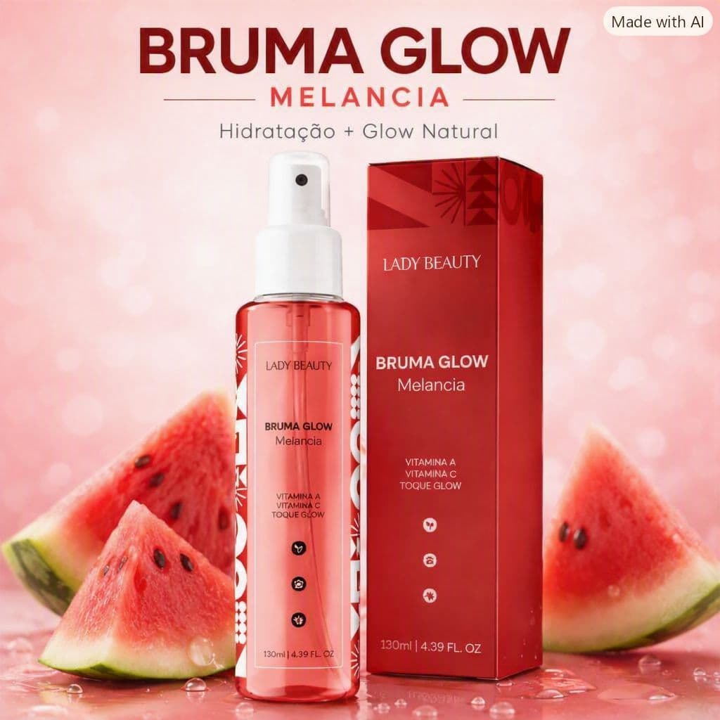 Bruma fixadora de maquiagem Melancia Lady Beauty – Hidratação, Fixação e Glow Natural (130ml)