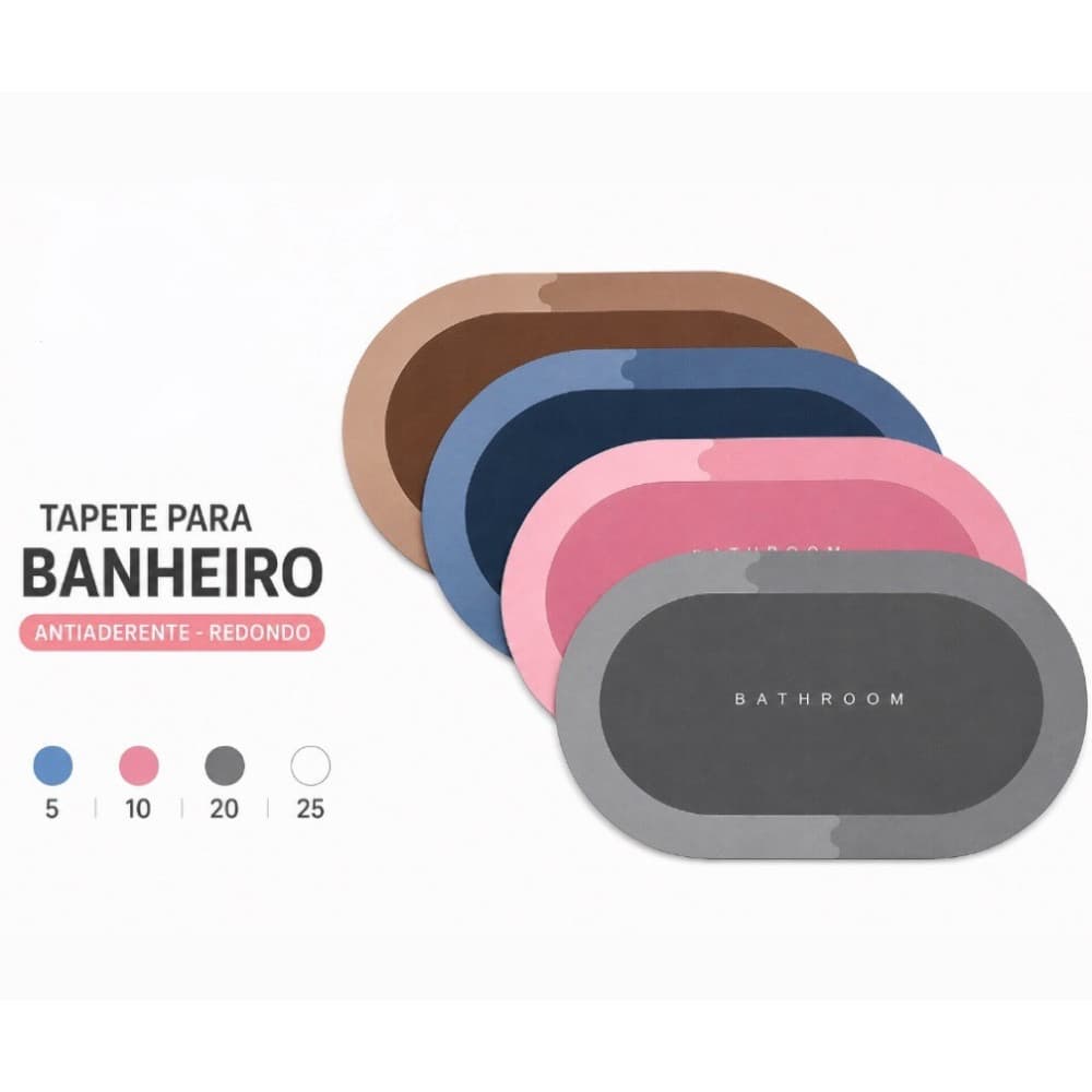 Tapete Banheiro Antiderrapante Absorvente de Secagem Rápida APRONTA ENTREGA