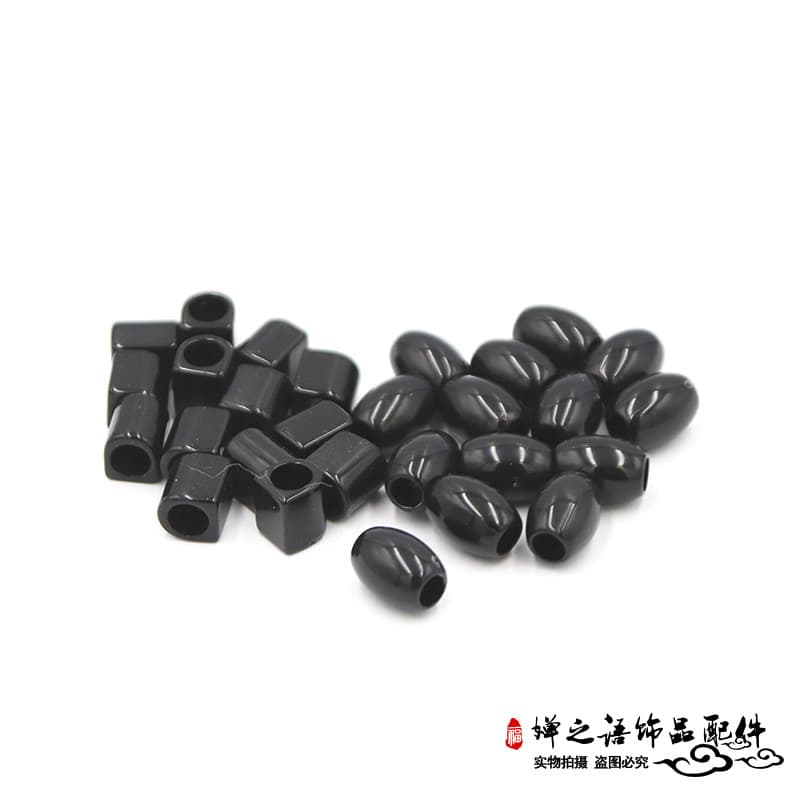DIY artesanal frisado jóias acessórios cabeça corda contas preto grande buraco contas de plástico acrílico contas soltas