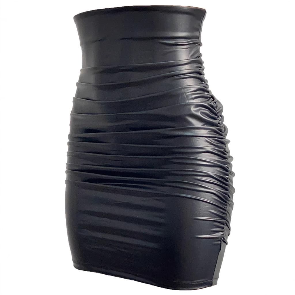 Saia de couro PU saia de meio comprimento europeu americano Plus Size saia feminina com zíper saia plissada S