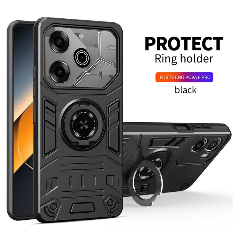 Adequado para TECNO POVA 6 PRO 5G/POVA 6 Capa de telefone Suporte de anel giratório espessado resistente a choques multi
