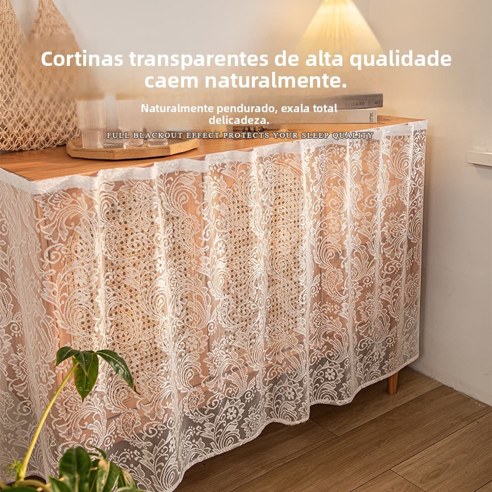 Cortina Curta Tule Estilo Francês Autocolante com Fita Adesiva, Para Sala Quarto e Varanda
