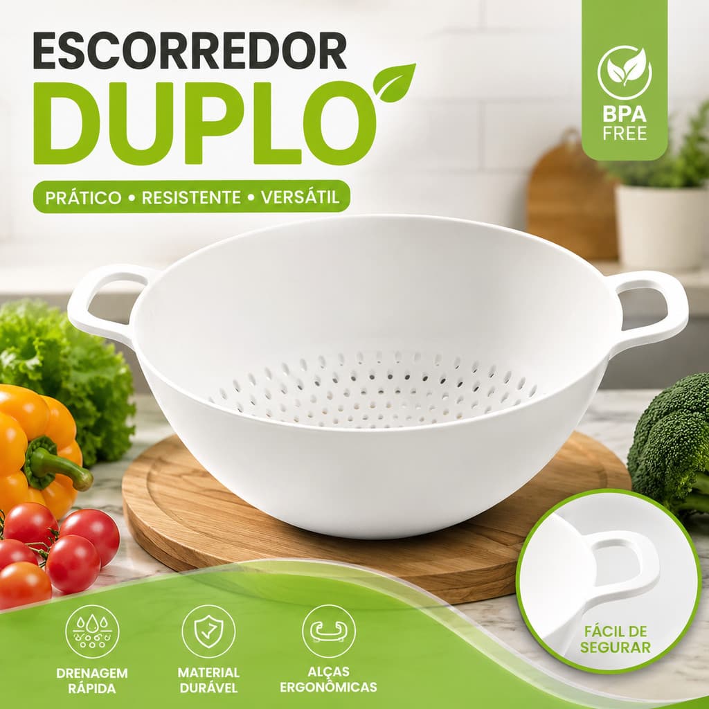 Escorredor de Arroz/ Lava Tudo - Macarrão - Legumes - Saladas - Plástico - Cores