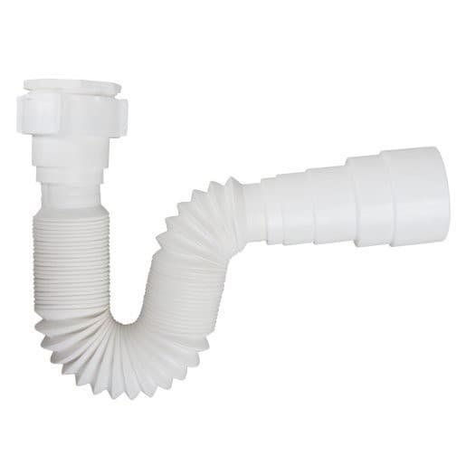 01 Sifão Flexível Sanfonado Ajustável Pia Cozinha Tanque -  Branco 75cm