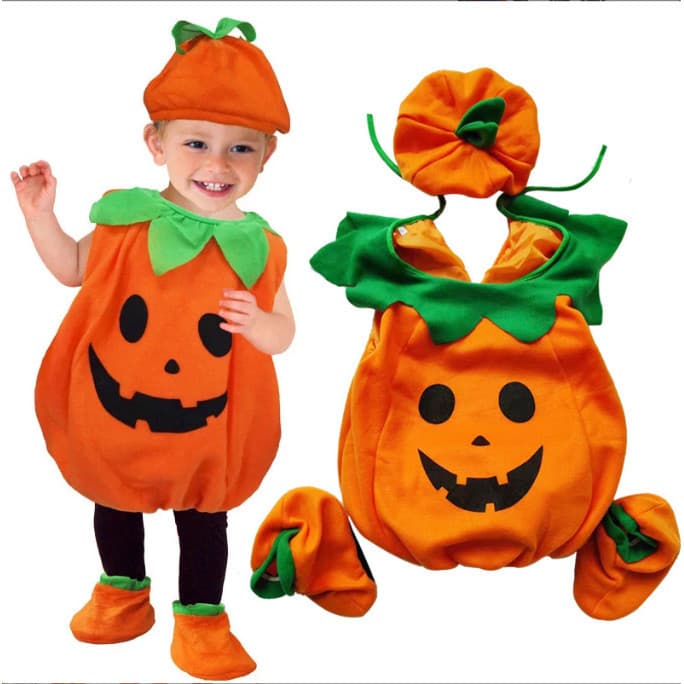 [Envio rápido] Conjunto de abóbora infantil fantasia de Halloween fantasia de estilo de bebê COSPLAY abóbora fofa roupas