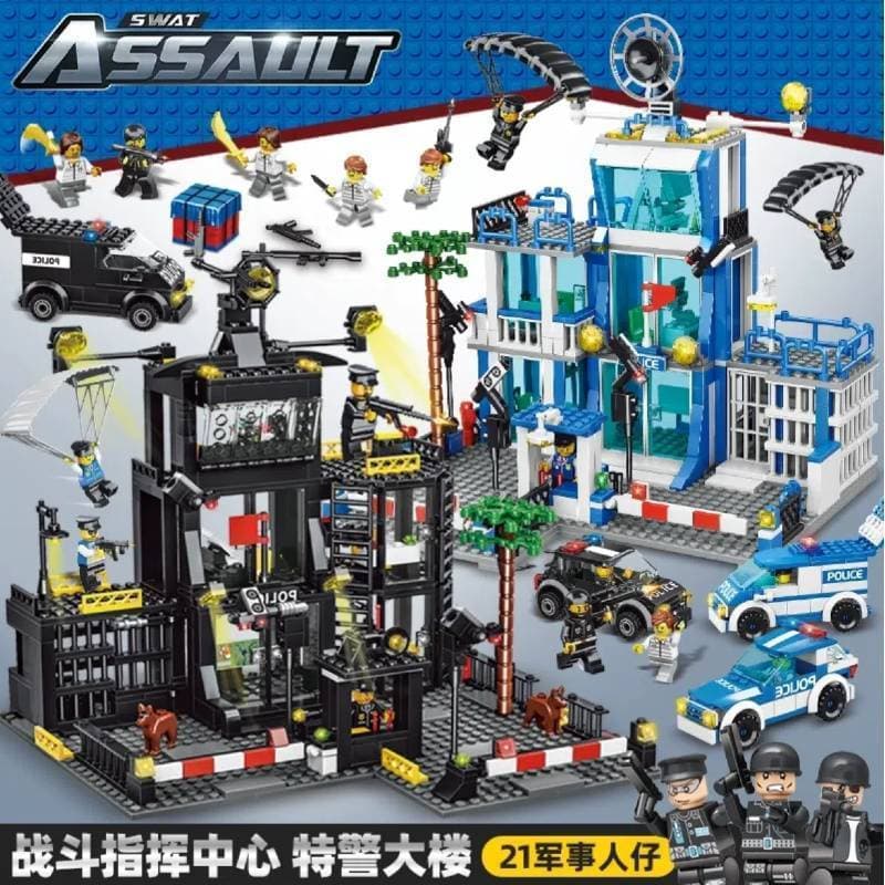 1.000 pçs compatível Lego delegacia de polícia bloco de construção brinquedos cidade construção SWAT crianças meninos mo