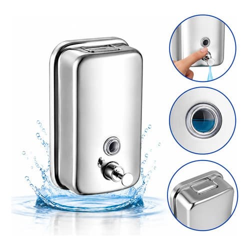 Dispenser Saboneteira Líquida Cromado Aço Inox 500ml Parede Dispenser Inox