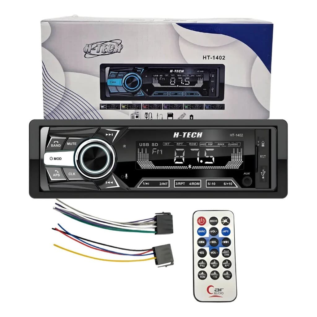 Som Rádio H-tech Ht-1402 4x60w Rms Bluetooth Usb Aux Sd