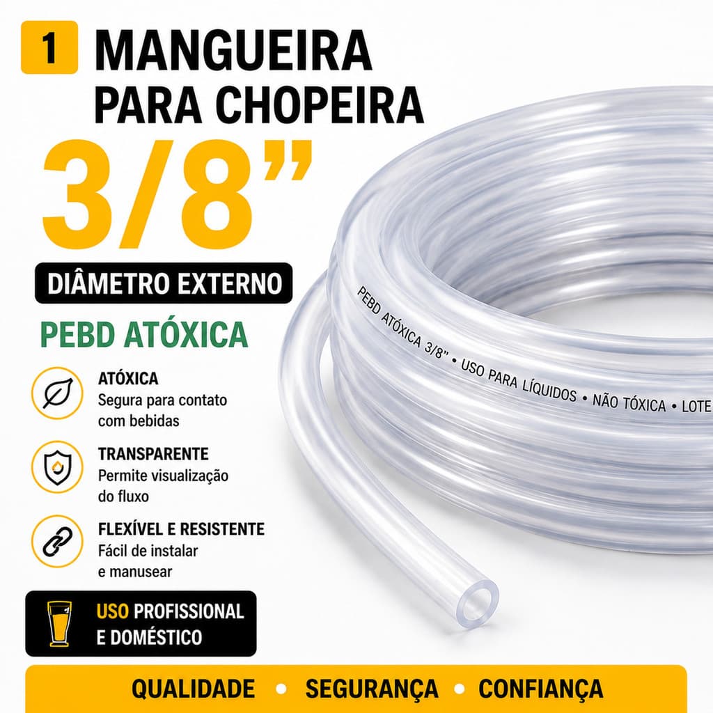 30 Metros Mangueira PE 3/8 Chopeira Chopp CO2 Engate Rápido Purificador Bebedouro Filtro Água