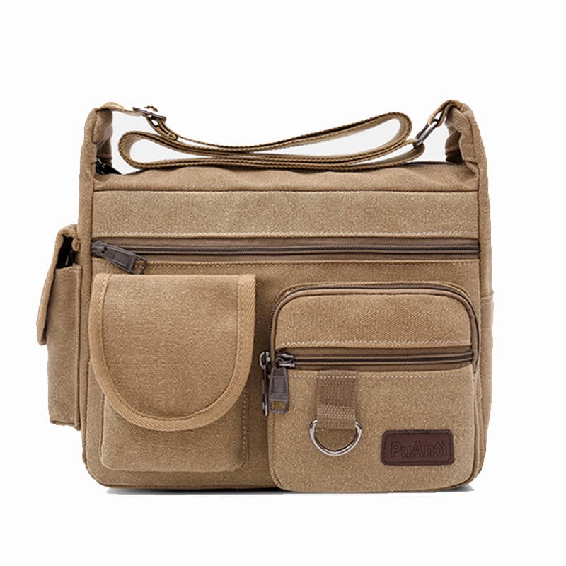 Bolsa de lona multicamadas masculina bolsa de armazenamento bolsa de negócios transversal masculina bolsa de ombro bolsa