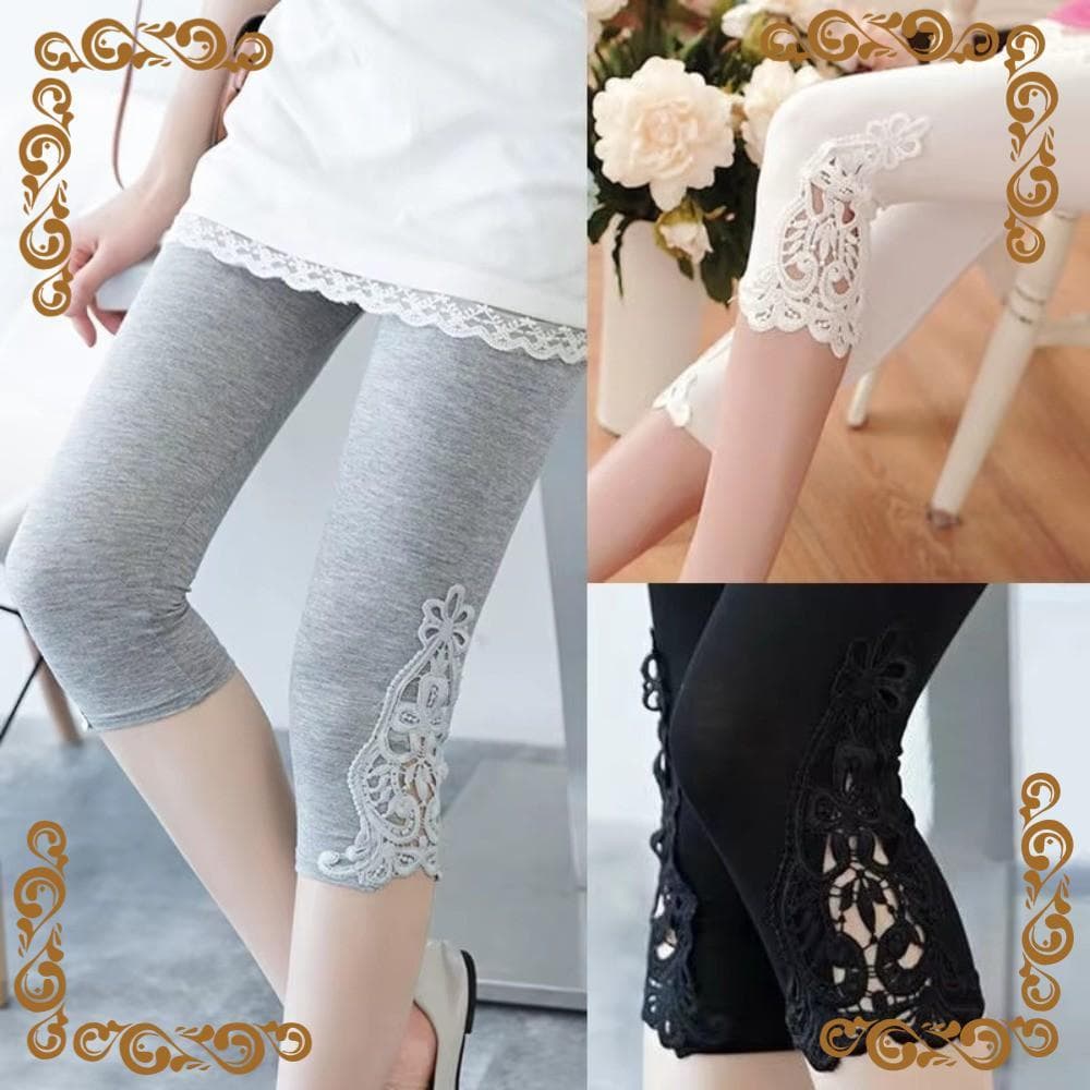 Legging PEONYQ Com Acabamento Em Renda , Leggings Femininas Elásticas Respiráveis E Justas Finas De Cor Sólida