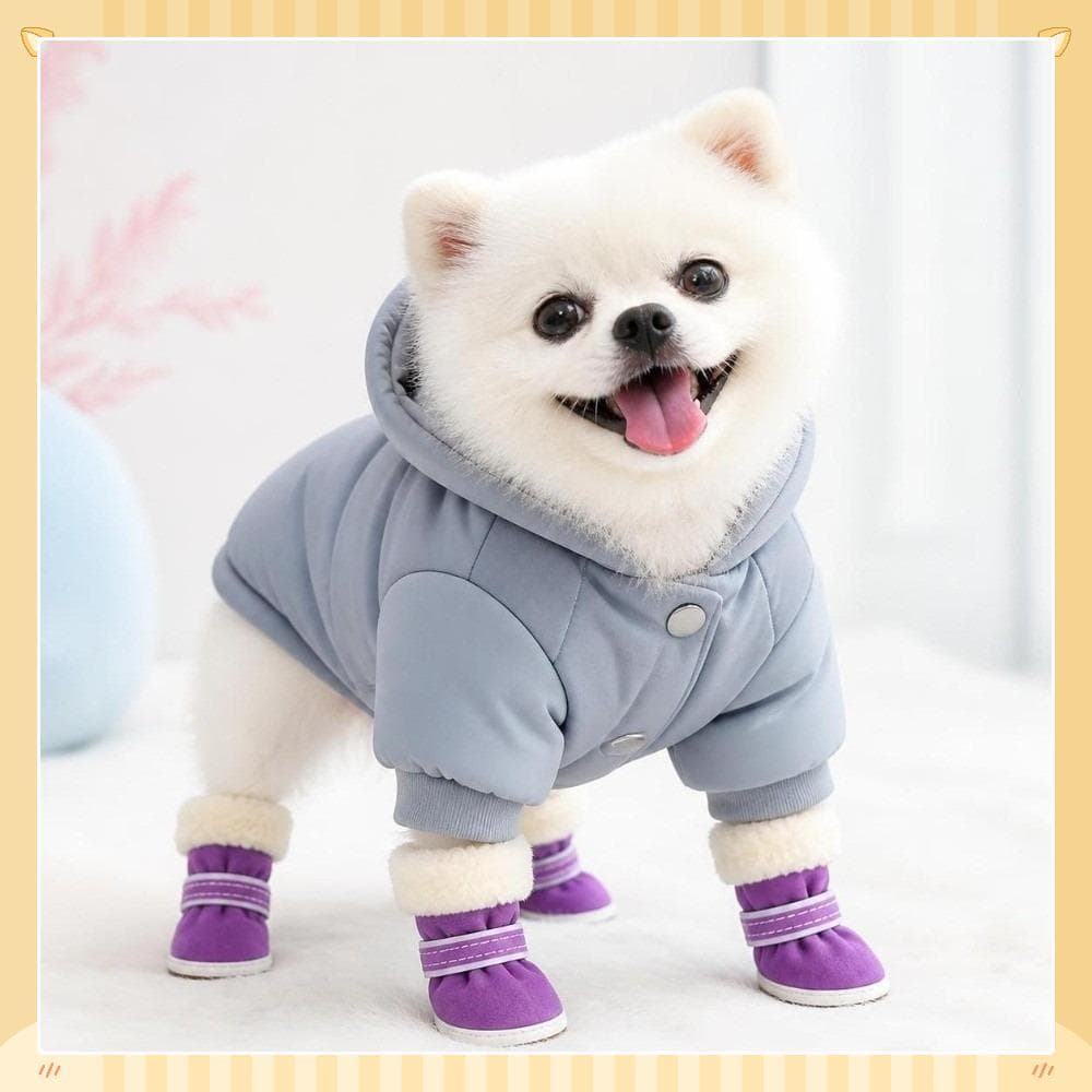 4 Peças De Sapatos Para Animais De Estimação , Antiderrapantes De Inverno Espessos Cães , Calçados Quentes