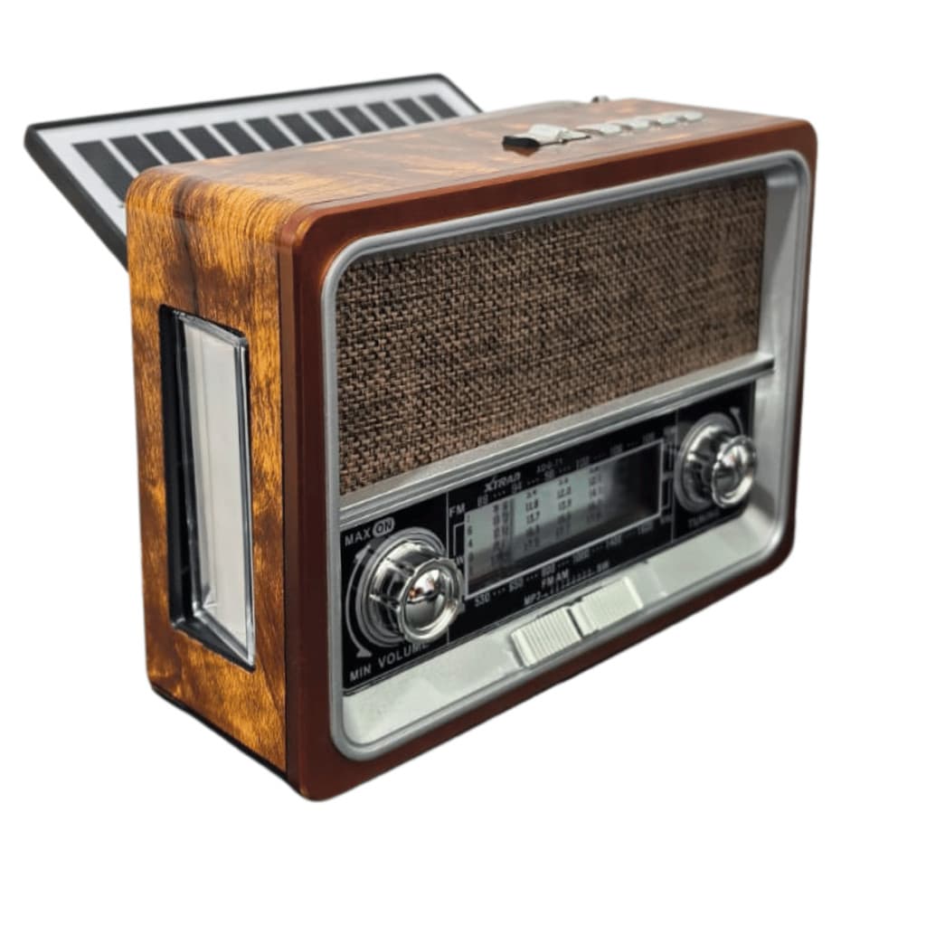 Rádio Vintage Portátil Bluetooth Solar AM FM TF