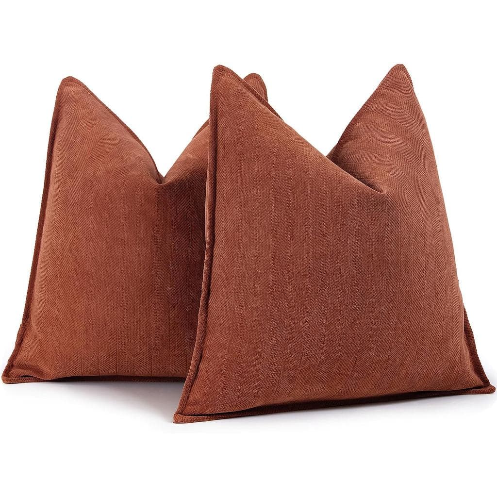 Capas de Almofada ZWJD Rust 26x26, Conjunto de 2 Capas de Almofada de Chenille para Outono com Design Elegante, Almofada